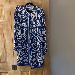 LOFT Vibrant Blue and White Patterned Dress